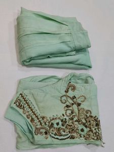 Mint Green Embroidered Stylist Dress/orange