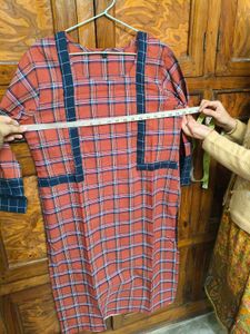 Red Plaid Kurta Dress