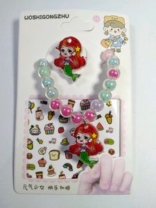 Cartoon Bracelet And Ring With Nail Tattoo ForGirl