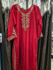 Elegant Red Kurta Set with Free gift