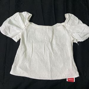 White Puff Sleeve Top