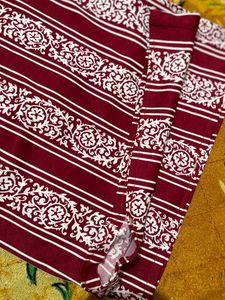 Elegant Maroon &amp; White plazo