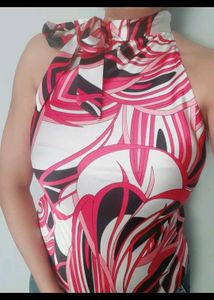 Pink, Black and White Satin Top
