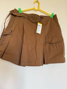 Brown Cargo Mini Skirt