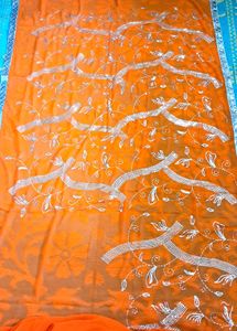 Orange  Saree  With Sitara  Work .