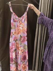Lilac Floral Ruffle Slip Dress