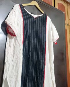 Off White &amp; Red🔴Black⚫ Kurti For 48 Bust