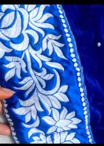 Royal Blue Velvet Saree