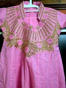 Girls&#39; Pink Embroidered Dress