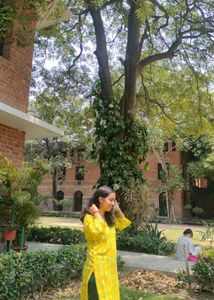 Yellow Printed Kurta