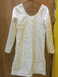 White Kurti Full Sleeves With Glittery Texture