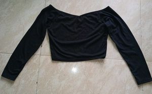 Black Off-the-Shoulder Crop Top