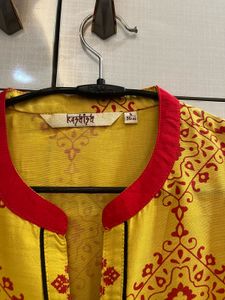 Yellow Printed Kurta