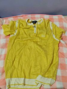Vintage Yellow Quarter-Zip Knit Top