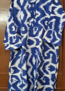Blue & White Print Dress