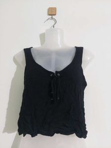 Black Lace-Up Tank Top