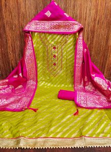Unstitched Banarasi Suits Set-in 8 Colours👇🏻