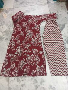 A Red Burgandi Kurti 2 Piece