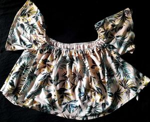 BERSHKA FLORAL OFF-SHOULDER TOP
