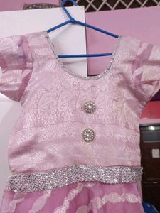 womens' Ethnic Dress - Pink &amp; Silver