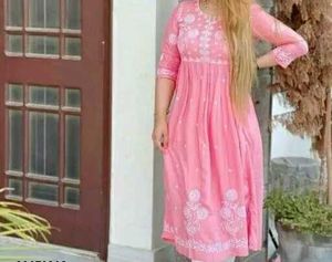 Coral Pink With White Embroidery,