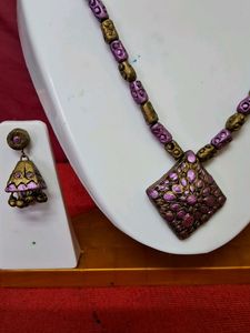 Handmade Purple Terracotta Jewellery Set