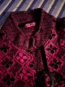 Pink Floral Knit Cardigan