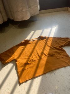 brown oversized crop top