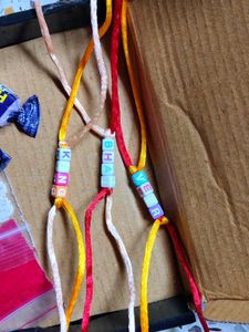 Set Of 3 Rakhi With Roli Chawal And Chocolate