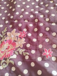 Brown Polka Dot Saree