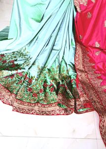 Heavy Embroidery Silk Saree With Blouse
