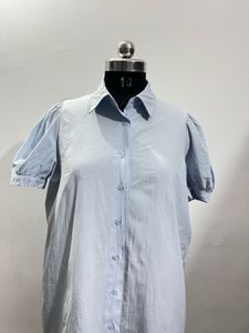 Blue Puff Sleeve Shirt