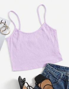 Lavender Ribbed Crop Tank Top