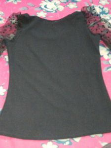 Black Top with Mesh Sleeves