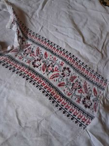 Embroidered White Ethnic Kurta