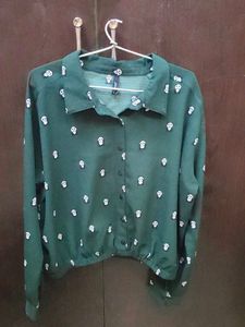 Skull Print dark Green Shirt