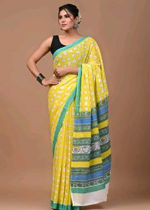 Yellow Printed Saree