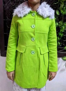 Neon Trench Fur Wolf Coat Frock Type For Women