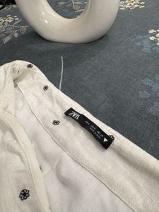 White Skirt with Embroidered Little Flowers