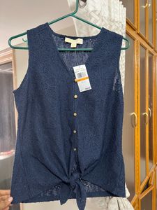 Michael Kors Eyelet Tie-Front Top