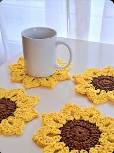 Sunflower Crochet Coasters (Set of 4)