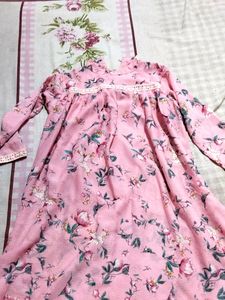 Pink Floral Long Sleeve Dress