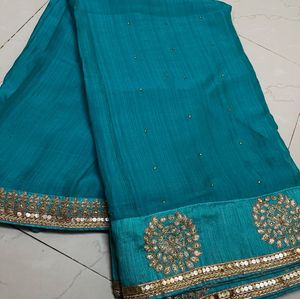 Teal Embellished Saree