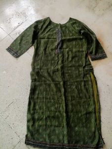 Olive Green Printed Kurti