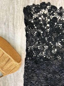Black Beaded Crochet Maxi Dress
