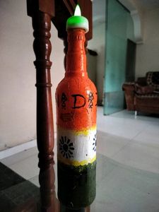 Painted Bottle With Tri Coloured Flag Theme