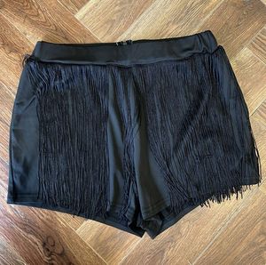 Fringe Black Shorts