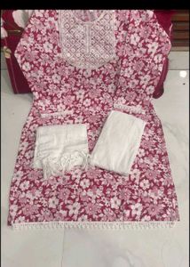 Floweral kurti set (pink &amp; yellow)