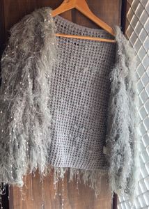 Gray Fringe Boho Cardigan