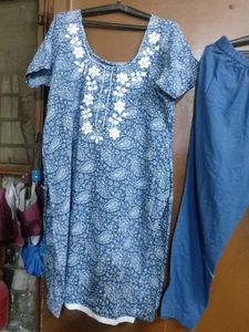 Blue Printed Kurta Set